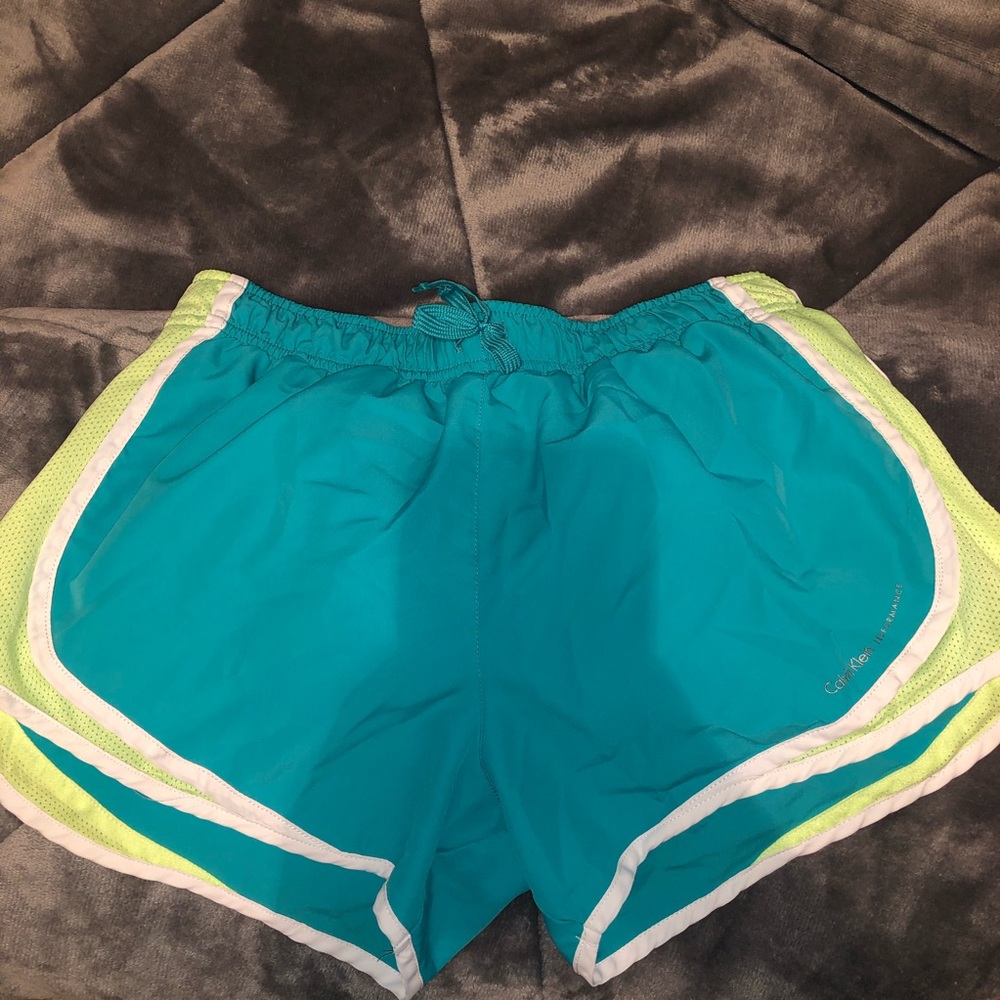 teal calvin klein running shorts